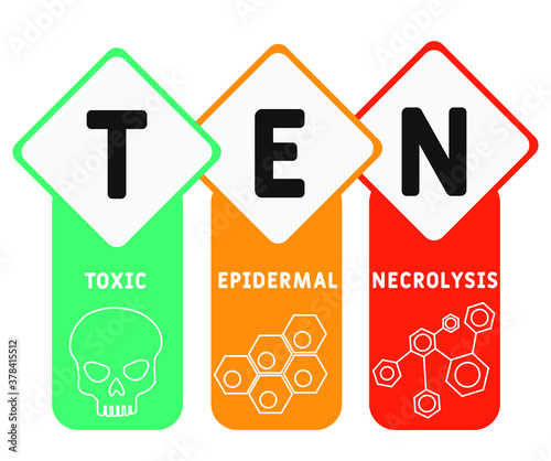 TEN - Toxic Epidermal Necrolysis. acronym, medical concept background. vector illustration concept with keywords and icons. lettering illustration with icons for web banner, flyer, landing page photo