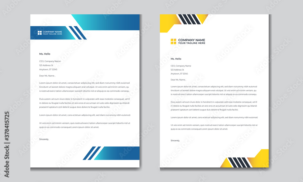 Business Letterhead modern style abstract elegant minimal clean and creative Letterhead corporate company business letterhead template design
