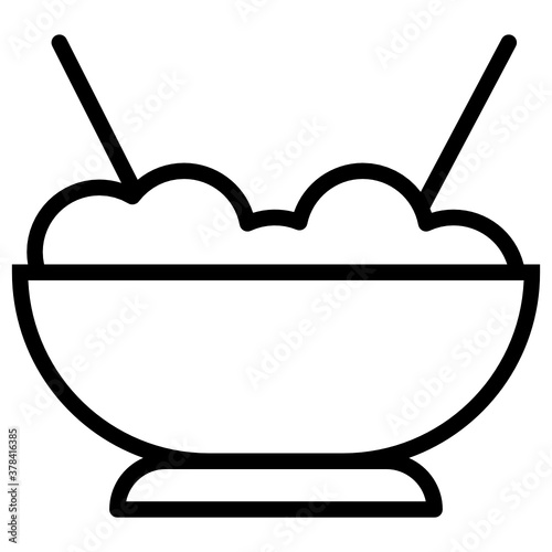 
Icon of rice bowl in solid vector style 
