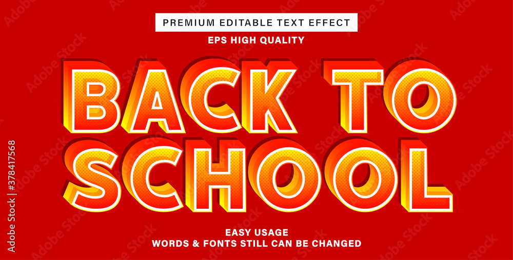 Editable text effect back to school