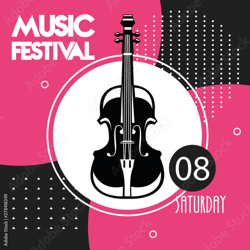 music festival poster with cello instrument