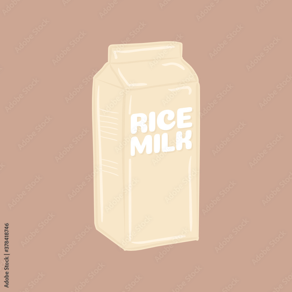 Rice Milk, Rice, Milk Icon, Milk Carton, Dairy Beverage Symbol Vector
