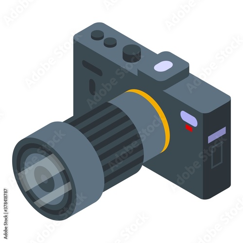 Dslr camera icon. Isometric of dslr camera vector icon for web design isolated on white background