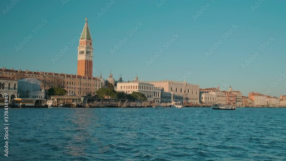 Beautiful cityscape shot from a famous Venice canal. Lots of motorboats, waterbuses and gondolas on water. Fantastic old European city. Beautiful cityscape shot from a famous Venice canal. Lots of motorboats, waterbuses and gondolas on water. Fantastic old European city.