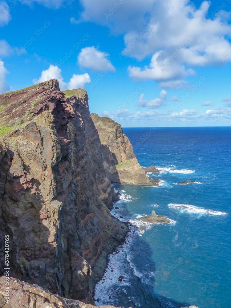 Landscape and Rock formations at the coast of Ponta de São Lourenço Machico Madeira island Portugal