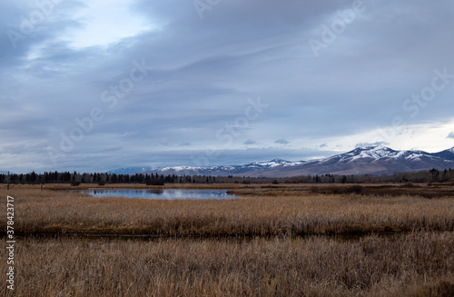 Beautiful  dreary  mountain landscape at Lee Metcalf National Wildlife Refuge  Montana  USA