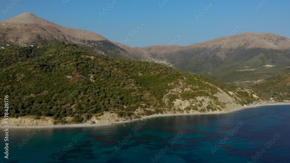 Beautiful panoramic seaside with mountains and hills surrounded by blue azure Mediterranean sea Beautiful panoramic seaside with mountains and hills surrounded by blue azure Mediterranean sea