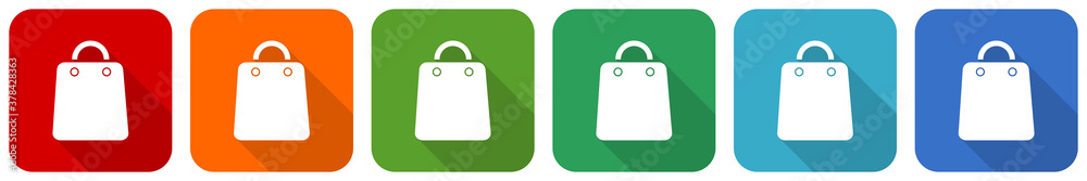 Sale bag icon set, flat design vector illustration in 6 colors options for webdesign and mobile applications Sale bag icon set, flat design vector illustration in 6 colors options for webdesign and mobile applications