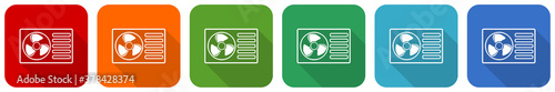 Heat pump icon set, flat design vector illustration in 6 colors options for webdesign and mobile applications
