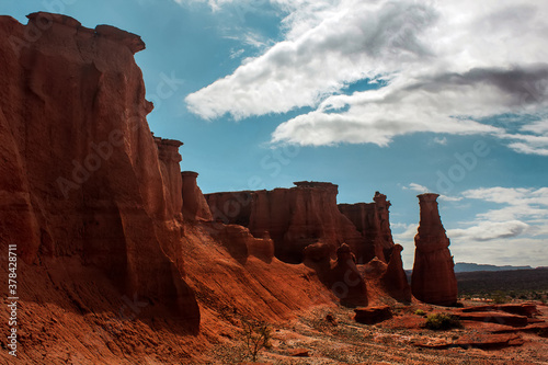 View of the famous rock formation in Talampaya National Park in San Juan, Argentina photo
