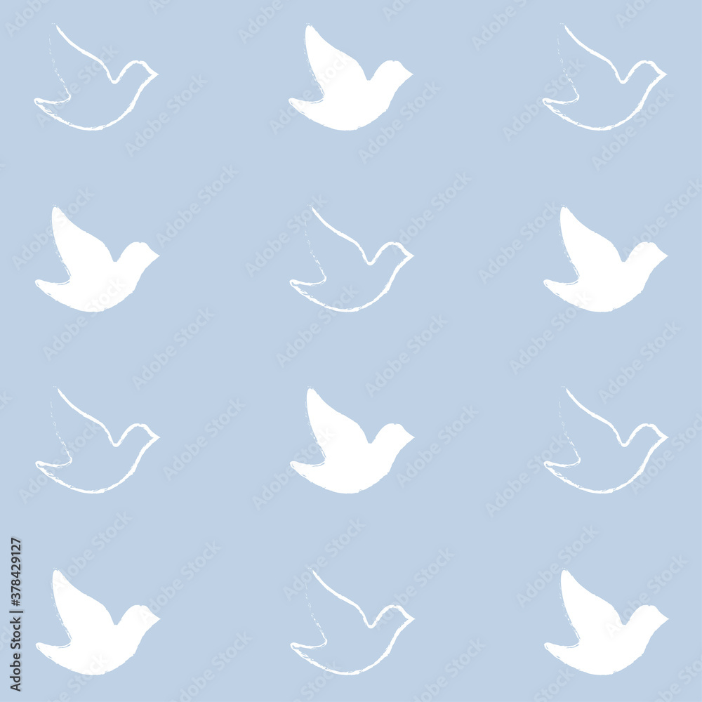 Fototapeta premium Dove of peace. International day of peace seamless pattern background. Vector illustration. Peace and love. Colorful vector seamless pattern.
