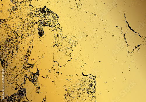 Abstract grunge gold texture with scratches, vector