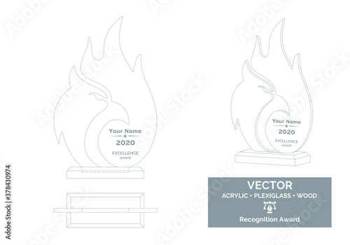 Abstract Phoenix Bird Trophy Vector Template, Business Trophy Distinction Award, Employee Recognition Trophy Award