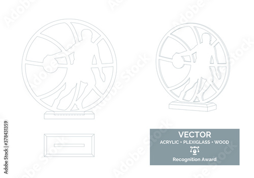 Basketball player trophy vector template, Basketball trophy template, Basketball championship recognition award, Best player award