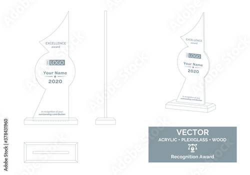 Abstract Trophy Vector Template, Business Trophy Distinction Award, Employee Recognition Trophy Award