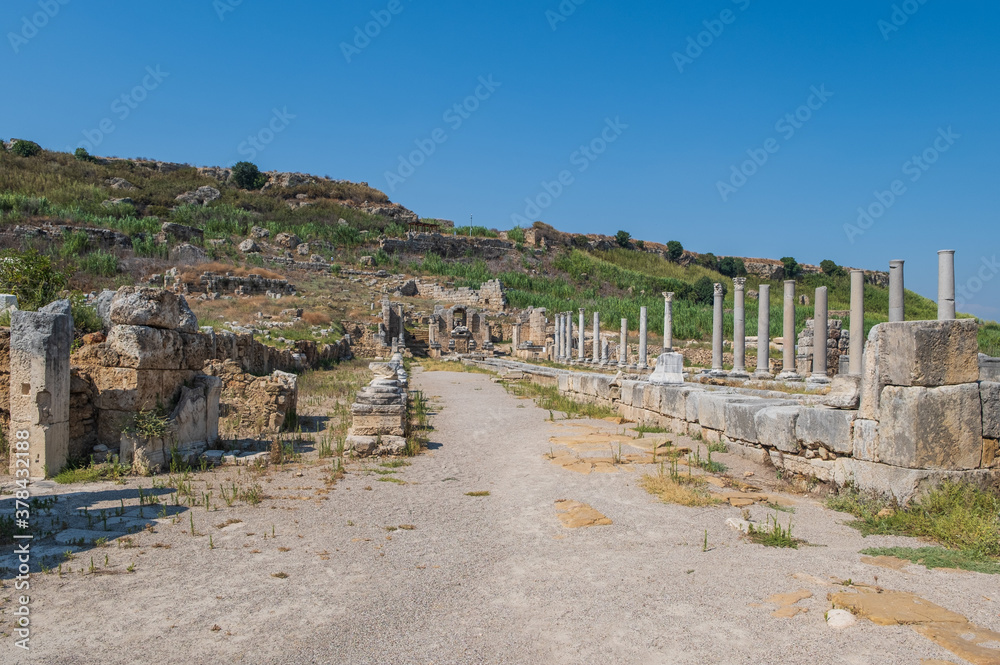 Perge Ancient City in Antalya Province, Turkey. July 2020