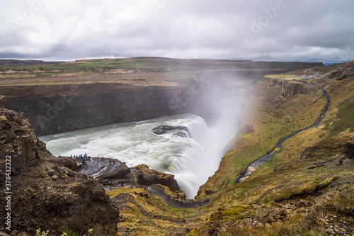 Long exposure shot of the Gullfoss waterfall  Iceland.