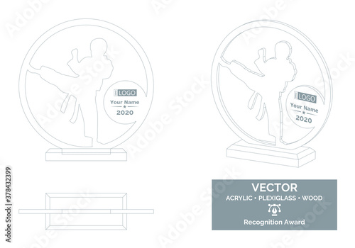Martial arts Trophy Vector Template, Karate Trophy award, Recognition Trophy Award
