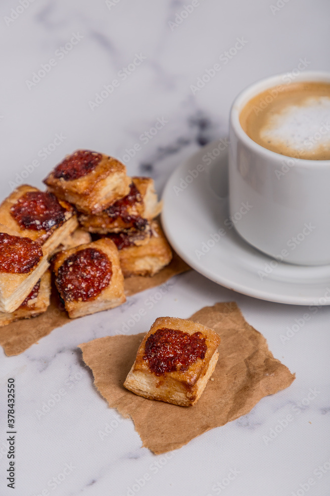 quince cookies on marble board with coffee quince cookies on marble board with coffee