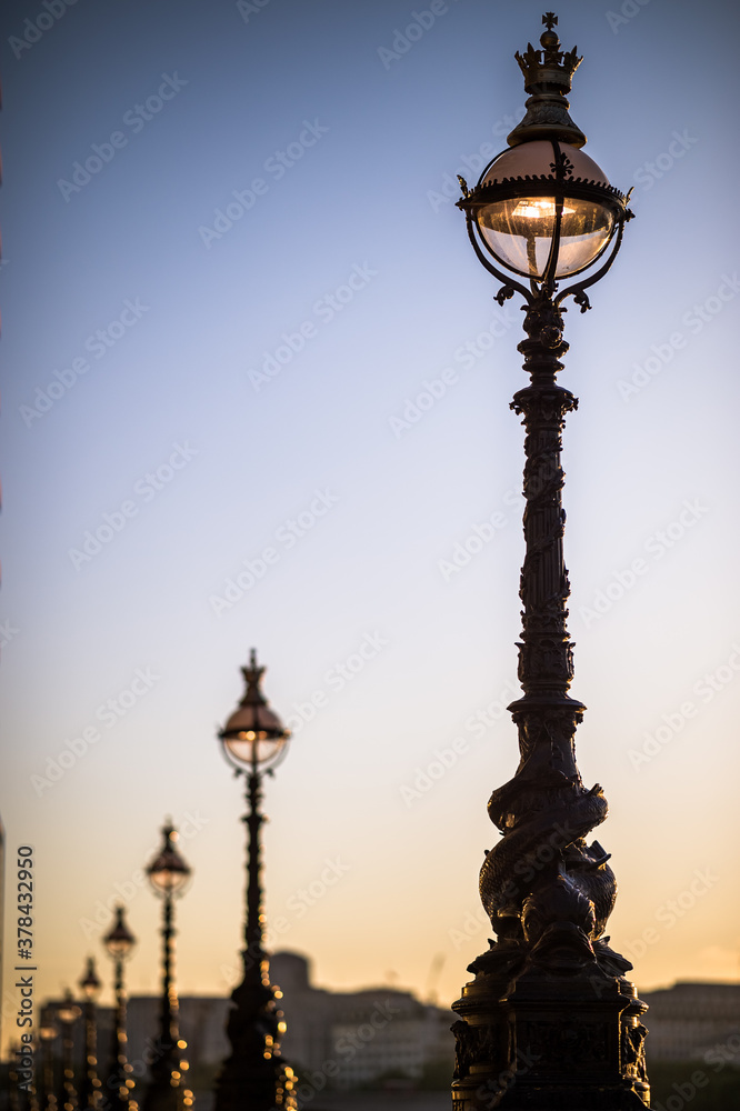 Obraz premium Row of lampposts in London. United Kingdom.