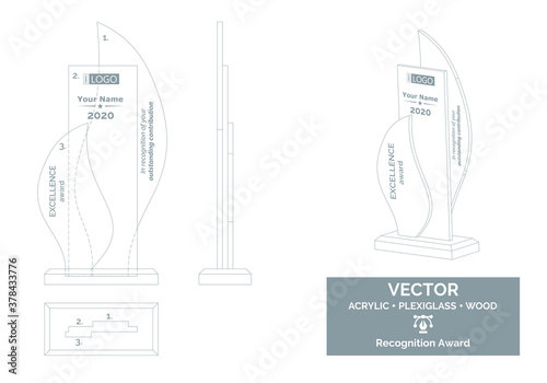 Abstract Trophy Vector Template, Business Trophy Distinction Award, Employee Recognition Trophy Award