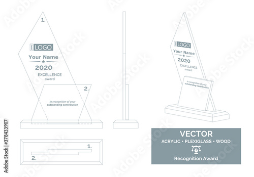 Abstract Trophy Vector Template, Business Trophy Distinction Award, Employee Recognition Trophy Award