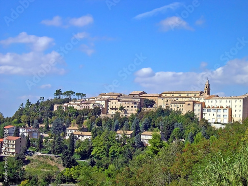 Italy, Marche, Recanati old town view from outside.