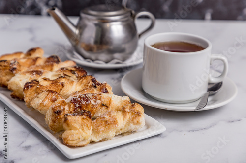 Freshly baked goods and tea