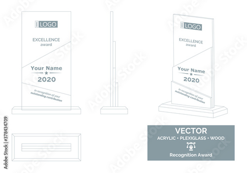 Abstract Trophy Vector Template, Business Trophy Distinction Award, Employee Recognition Trophy Award