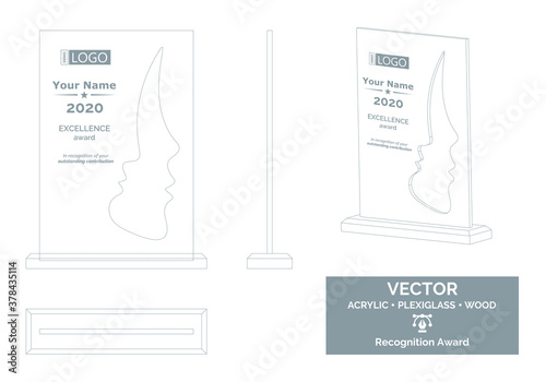 Abstract Trophy Vector Template, Business Trophy Distinction Award, Employee Recognition Trophy Award