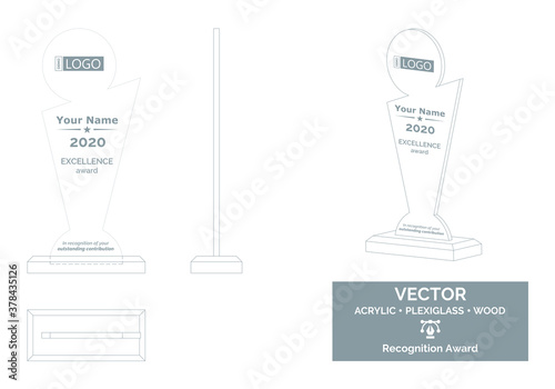 Abstract Trophy Vector Template, Business Trophy Distinction Award, Employee Recognition Trophy Award
