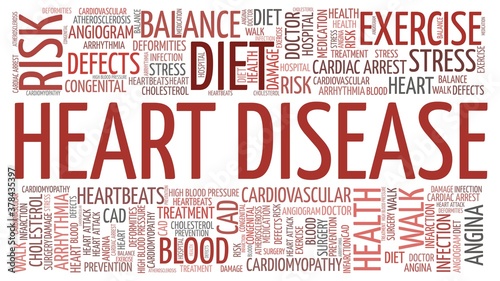 Heart disease vector illustration word cloud isolated on a white background.