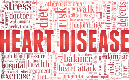 Heart disease vector illustration word cloud isolated on a white background.
