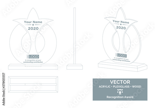 Abstract Trophy Vector Template, Business Trophy Distinction Award, Employee Recognition Trophy Award