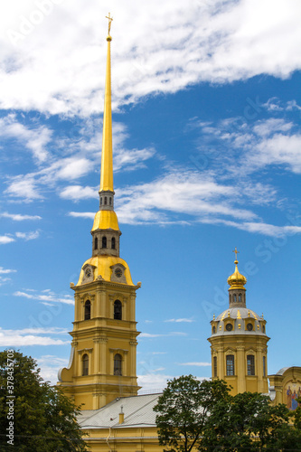 Spire of Peter and Paul Cathedral in Peter and Paul Fortress, Saint Petersburg, Russia