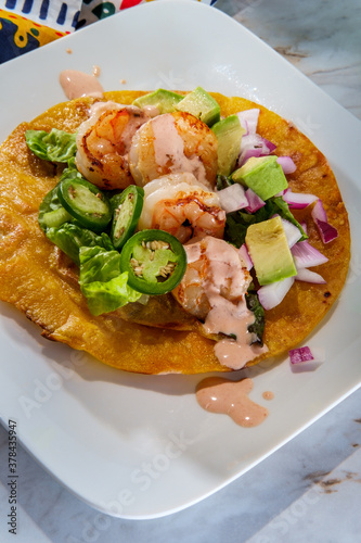 Mexican Shrimp Tostada Taco
