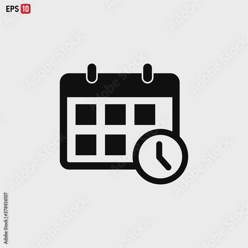 Calendar icon vector . Calendar with clock sign