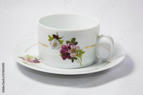 Cup of tea with details of flowers