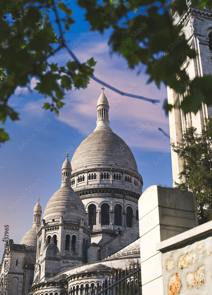 The Basilica of the Sacred Heart of Paris, commonly known as Sacré-Cœur Basilica, located in the Montmartre district of Paris, France.