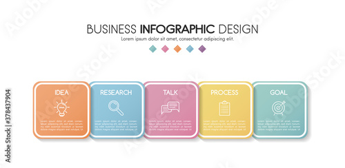 Colourful infographic template with 5 steps. Vector