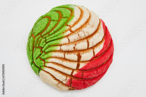 Delicious chocolate shell style bread with Mexican decoration, with sweet green, white and red color
