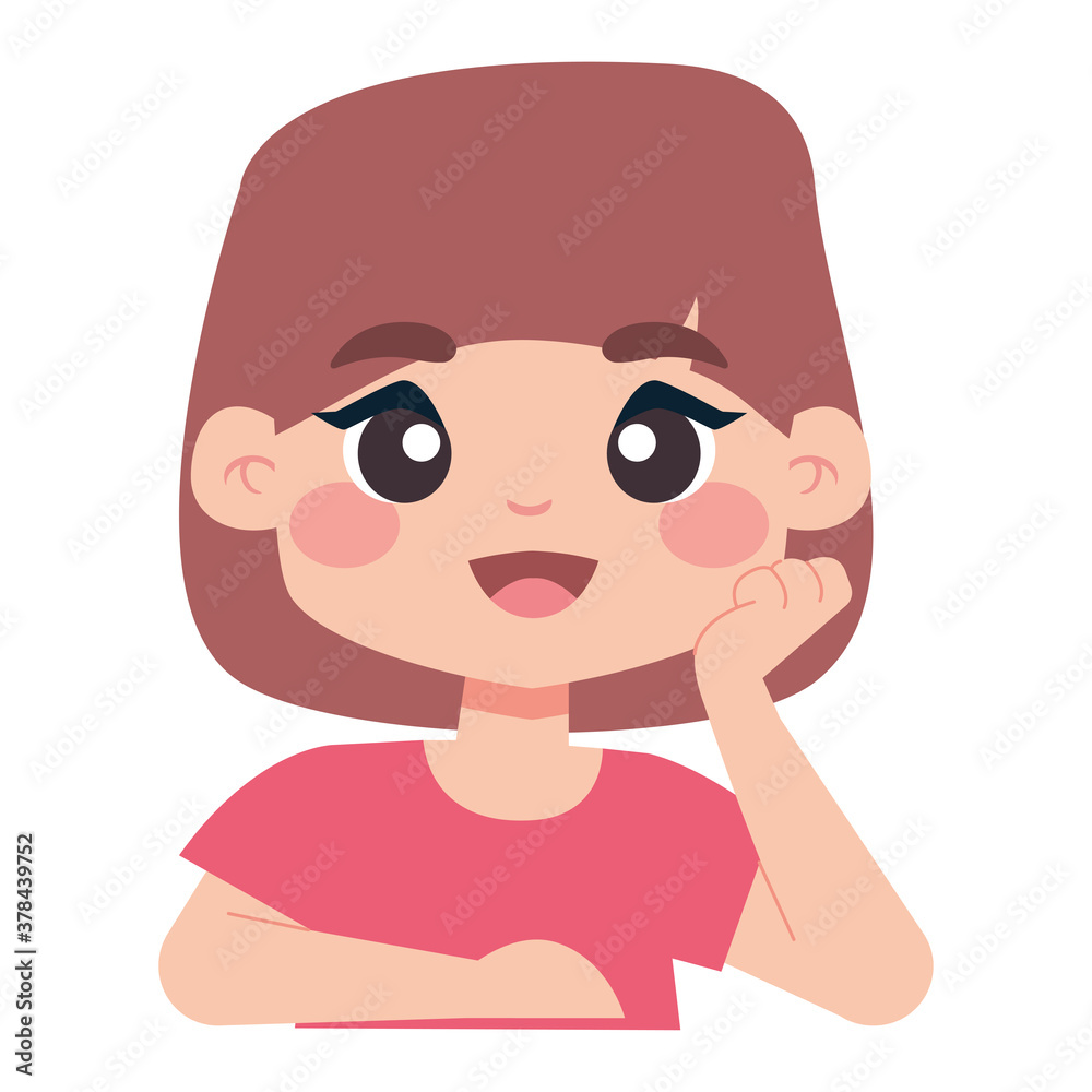 Isolated cute girl cartoon thinking - vector illustration Isolated cute girl cartoon thinking - vector illustration