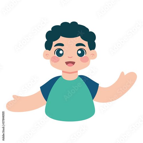 Isolated happy boy cartoon. Young man - Vector