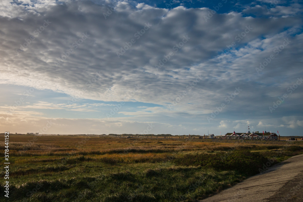 Panoramic view of salt marshes (salt meadows) in Sankt Peter-Ording.
