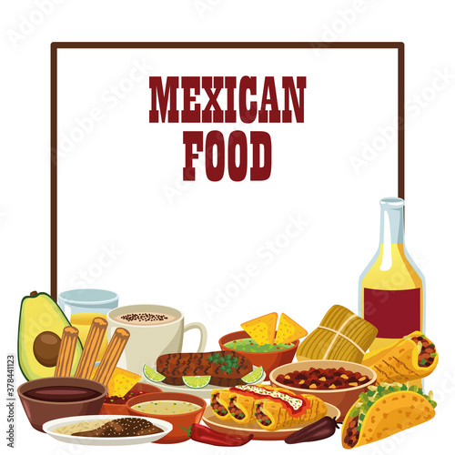mexican food lettering poster with tequila and menu