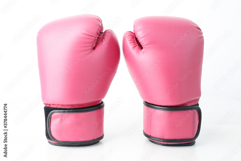 Red boxing gloves are depicted on a white background Red boxing gloves are depicted on a white background