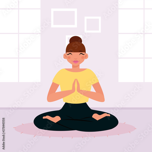 Woman exercising at home. Healthy lifestyle - Vector