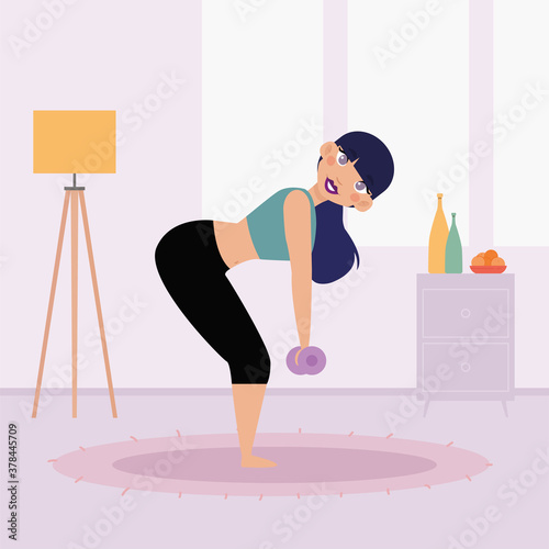 Woman exercising at home. Healthy lifestyle - Vector