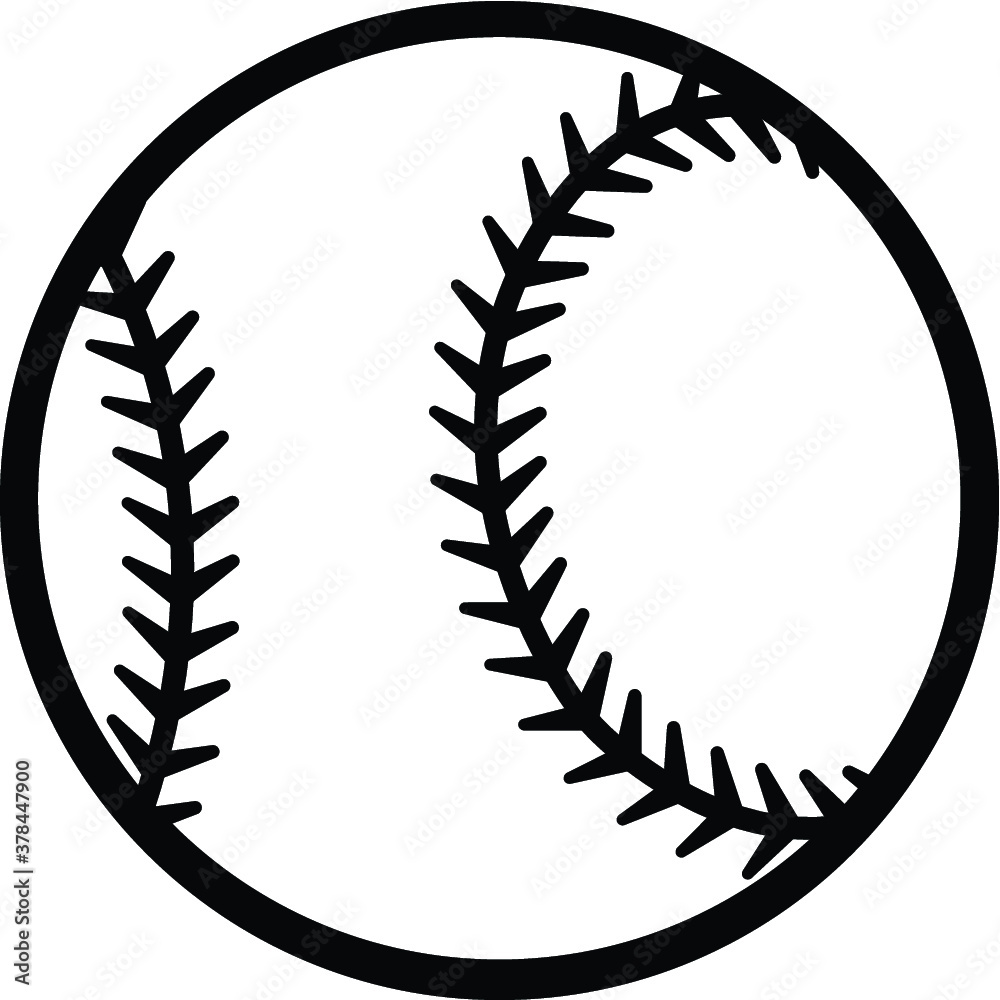 Baseball ball silhouette vector illustration isolated on white