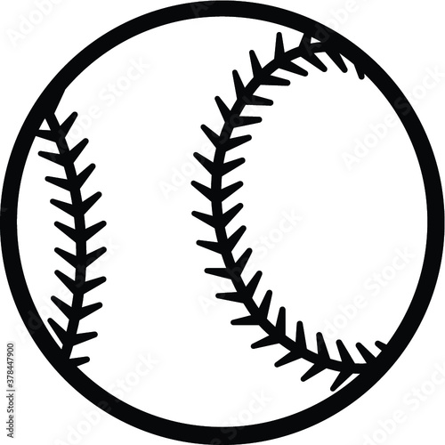 Baseball ball silhouette vector illustration isolated on white background. Ideal for logo design element, sticker, car decals and any kind of decoration.